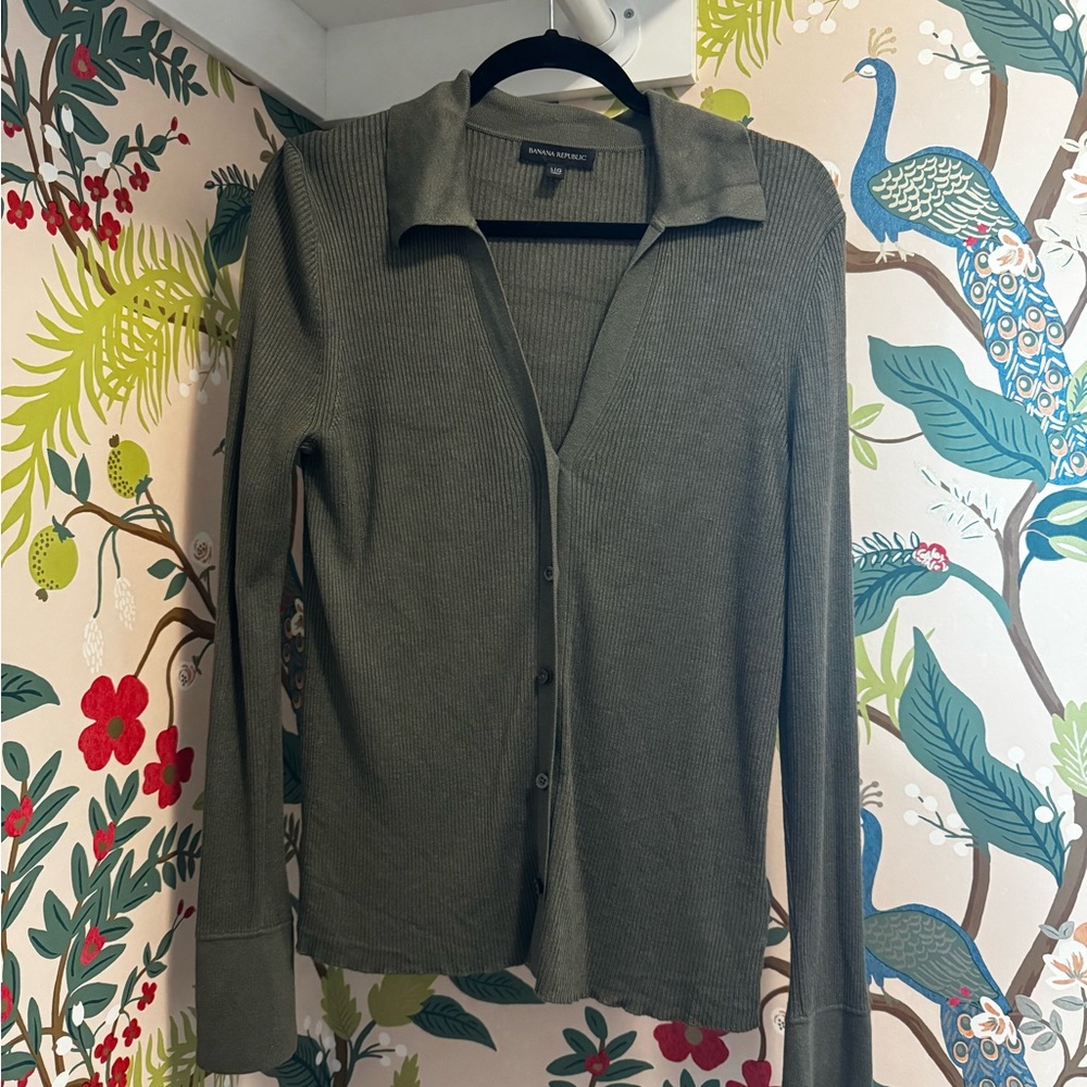 Banana Republic Button-front Polo in Dark Olive Green